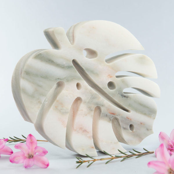 MONSTERA SOAP DISH CALACATTA YELLOW-GREEN