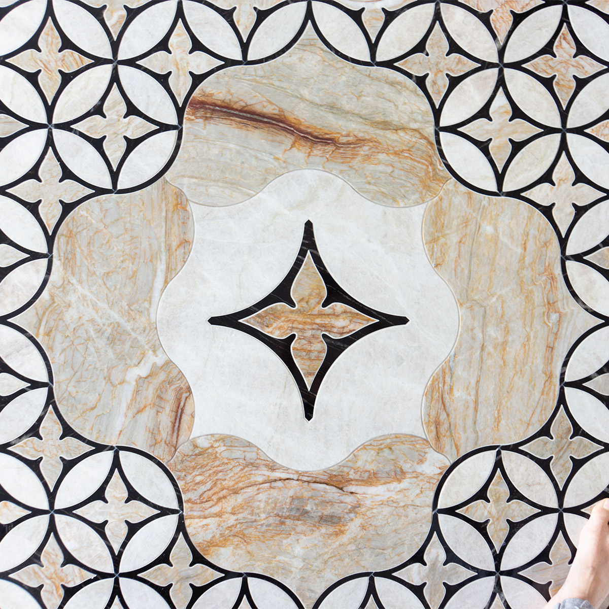 FLOOR MOSAIC TAJ MAHAL AND BLACK QUARTZITE - Image 4